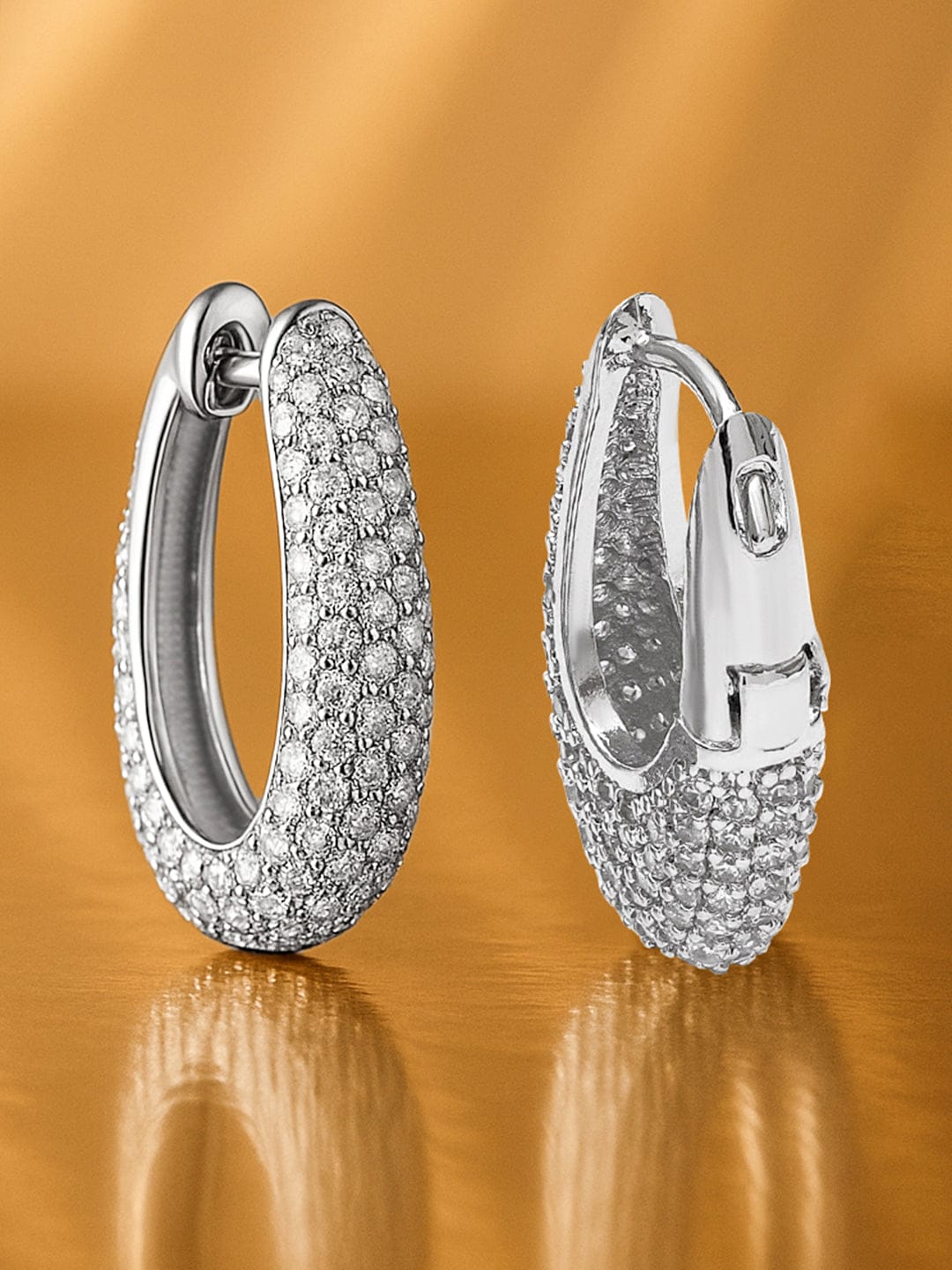 Chic Luxe Glow American Diamond Zirconia Half Round Studs フリーサイズ
