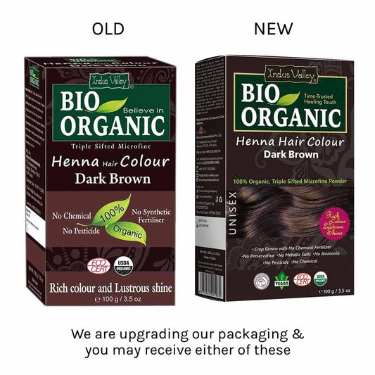 Bio Organic Dark Brown Henna Hair Colour For Early Grey Hair Coverage - 100gm 100g