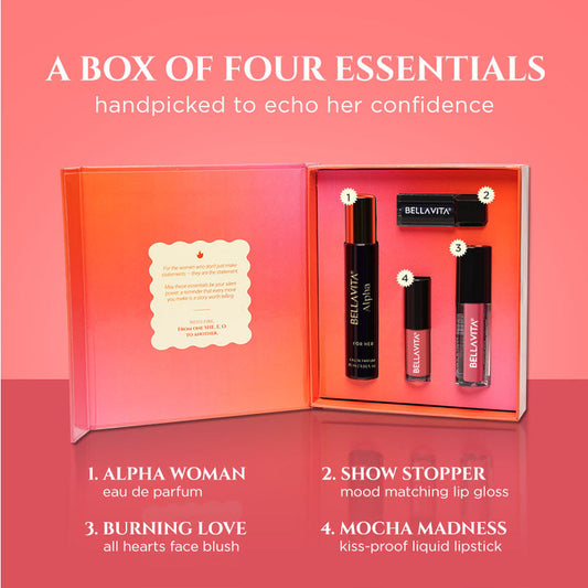 【Bella Vita】 SHE. E. O Gift Set|シーイーオー ギフトセット(アルファ パフューム・リキッドリップスティック・リップグロス・リキッドチーク)