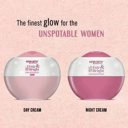 "Fair & Bright" Day & Night Cream Combo - Skin Brightening, Whitening, Nourishing ,Overnight Repair Fairness Moisturizer Enriched with Essential Oil. 100ml