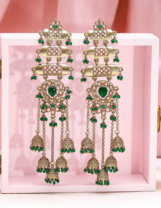 Glam Aura Tassel Drops Jhumka Gold