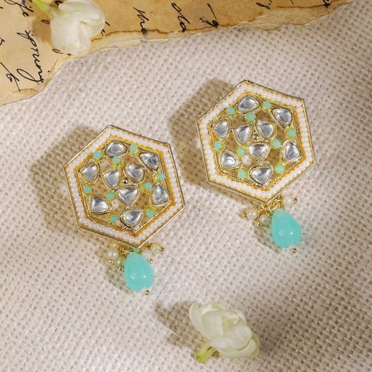Geometric Shaped Blue Drop Earrings Blue