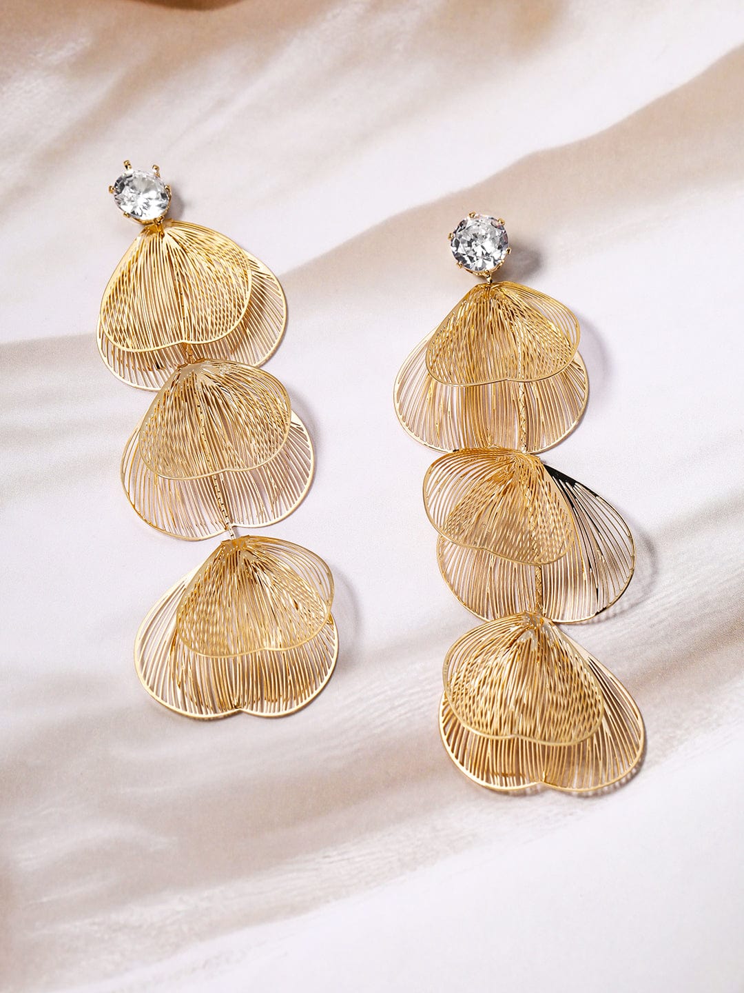 Mesh Petal Strand Statement Earrings Gold