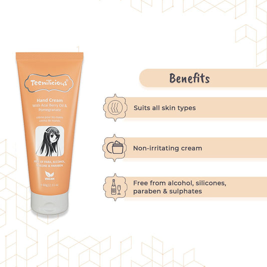 Teenilicious Hand Cream For Dry Hands With Acai Berry Oil & Pomegranate