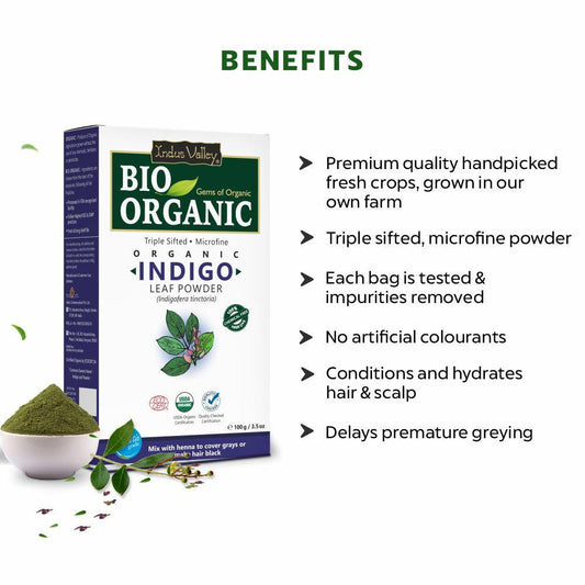 Bio Organic Indigo Leaf Powder - Pack of 4 (400gm) 400g