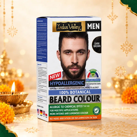 【Indus Valley】 Hypo Allergic 100% Botanical Beard Colour - (100g + 15ml)|ハイポアレルジック ボタニカル ビアードカラー|100g|ダークブラウン・1個