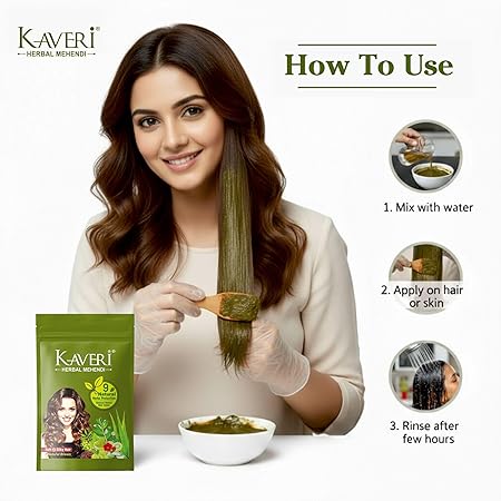 Kaveri Herbal Henna Natural Brown – 9 Herbs Henna Powder For Hair Pack of 10, 10g