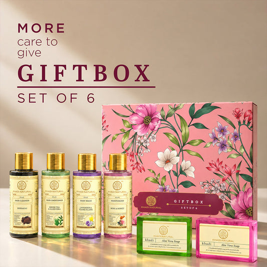 【KHADI】 Khadi Natural Gift Box Combo Pack Of 6|ギフトボックス コンボ 6点セット|100ml×4+75g×2(計550g)