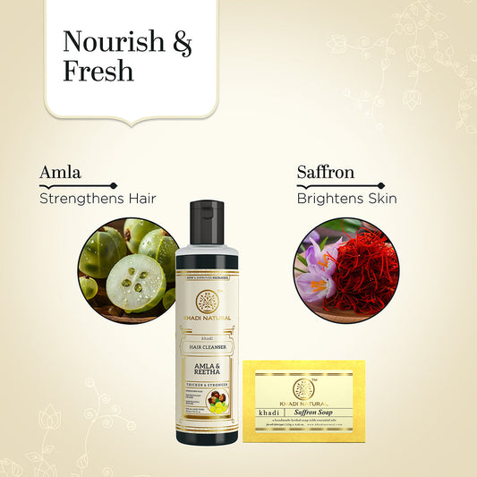 Amla & Reetha Hair Cleanser with Saffron Soap Combo (Set of 2) 250g