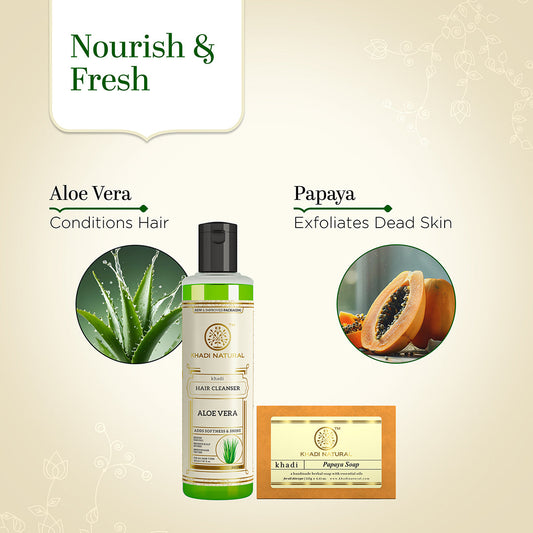 Aloe Vera Hair Cleanser with Papaya Soap Combo (Set of 2) 250g