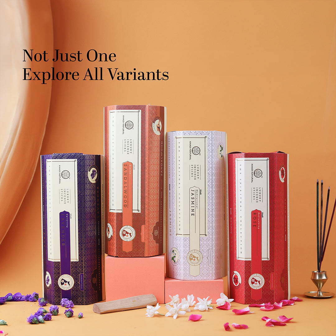 Incense Sticks Collection – Jasmine - Rose - Lavender & Sandalwood Combo Pack of 12
