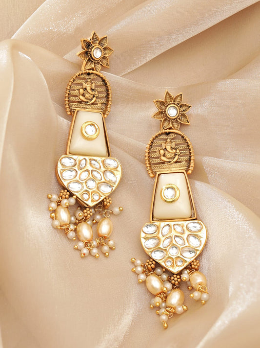 Sacred Glow Lord Ganesh Statement Earrings Gold