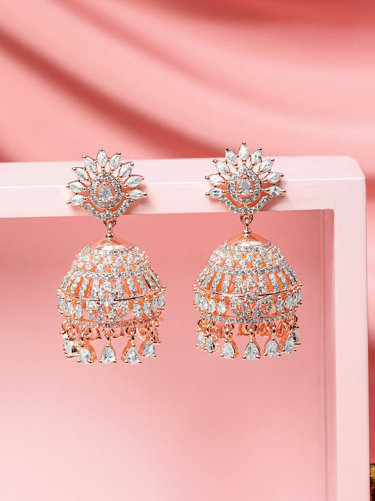 Luxe Aura American Diamond Zirconia Jhumka White