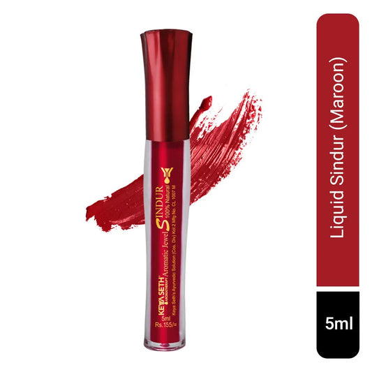 Aromatic 100% Natural Liquid Sindoor (Maroon) - Long lasting & Waterproof with Floral Pigment 5ml x 3