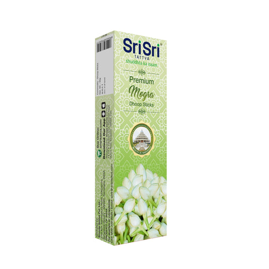 Premium Mogra Dhoop Sticks For Pooja | Dhoop Batti / Sticks | Fragrances – Natural Mogra | Bamboo-less | Free Stand | 50 g 50g