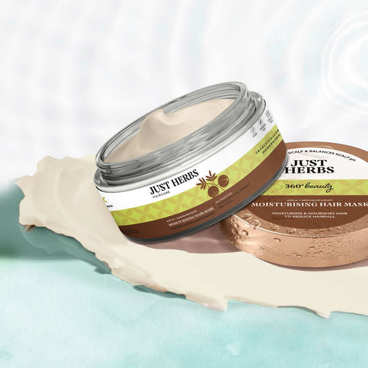 Just Herbs モイスチャライジング ヘアマスク アムラ&シャンクプシュピ 200g のジャー