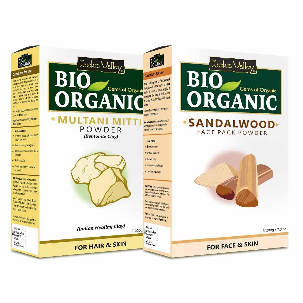 Bio Organic Multani Mitti & Sandalwood Face Pack Powder Combo Pack - 400gm 400g
