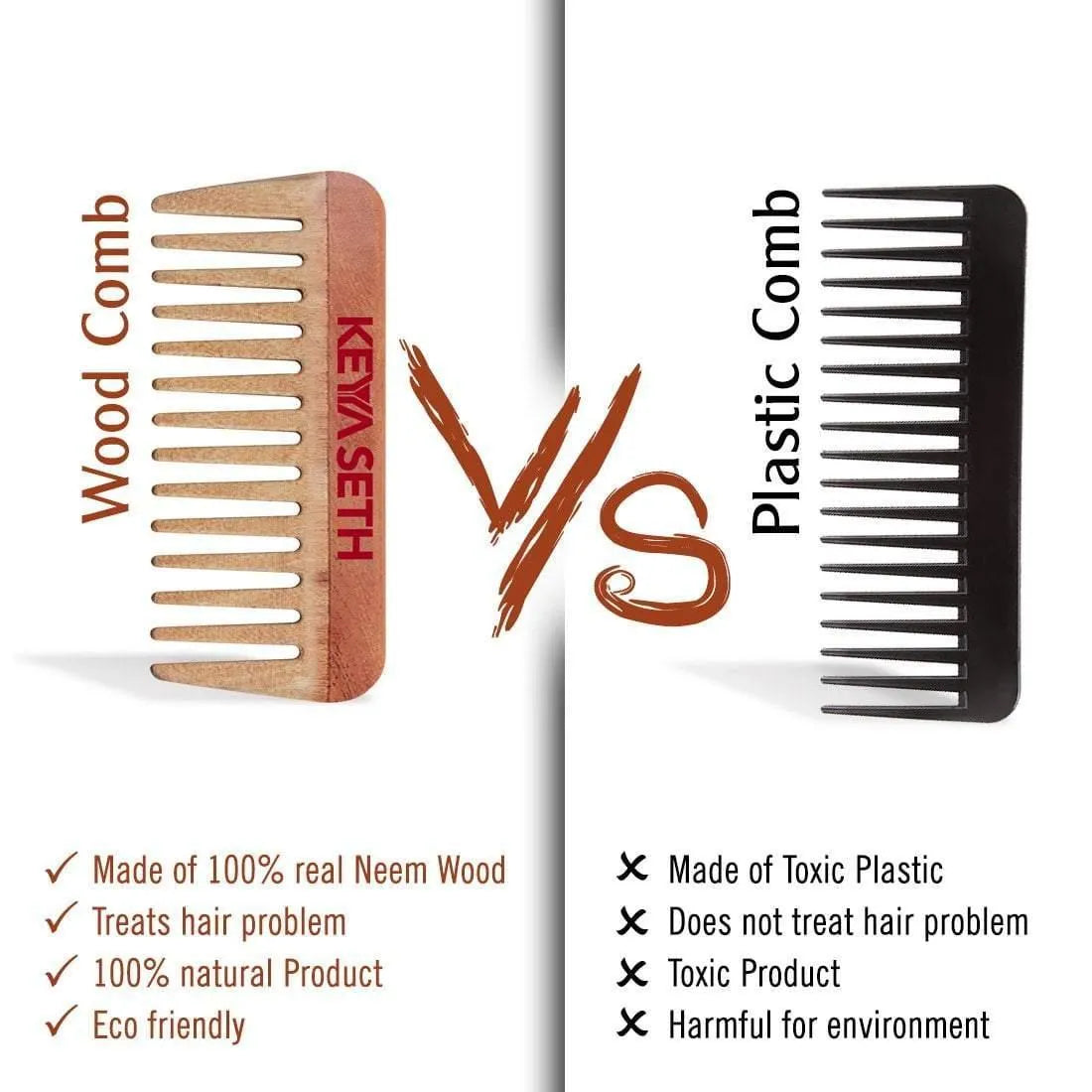 Neem Wooden Comb Wide Tooth for Hair Growth for Men & Women All Purpose Small Size. 100g