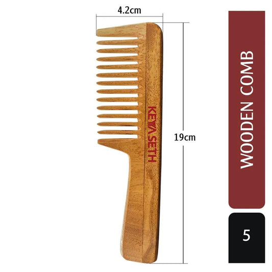 Neem Wooden Comb Wide Tooth with Handel All Purpose Large Size Perfect Hair Setter Set