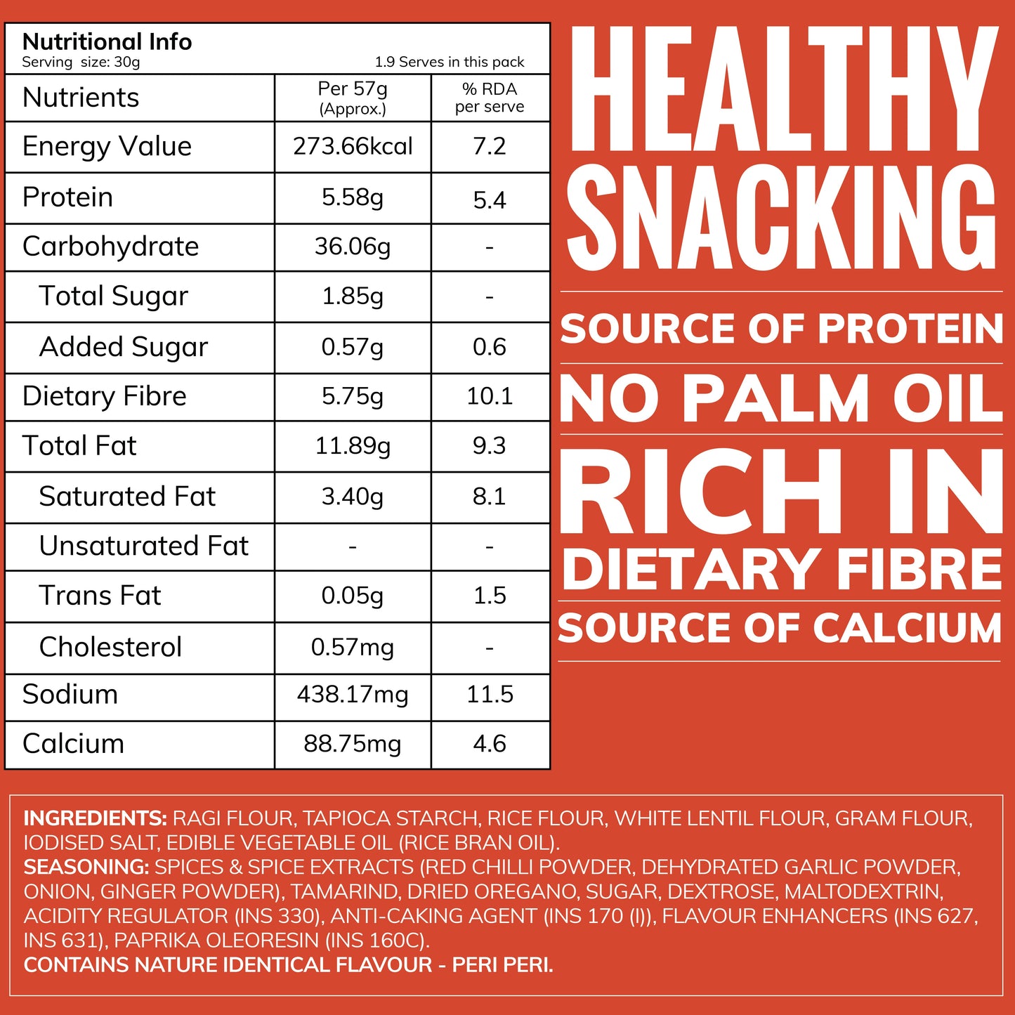 Peri Peri Ragi Chips 57g