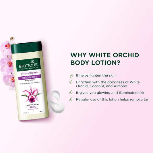 【Biotique】 WHITE ORCHID Brightening Body Lotion For Extra Brightening & Radiance|ホワイトオーキッド ブライトニング ボディローション Extra ブライトニング Radiance|300ML