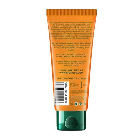 【Biotique】 PAPAYA Tan Removal Brightening & Revitalizing Face Scrub|パパイヤ タンリムーバル ブライトニング リバイタライジング フェイススクラブ|100G