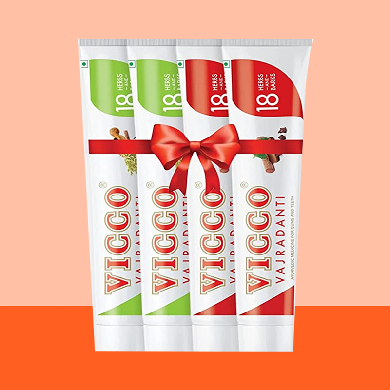 【VICCO】 Vajradanti Paste Regular & Saunf Flavour Pack of 4| バジュラダンティ ペースト レギュラー&サウンフフレーバー 200g×4個パック