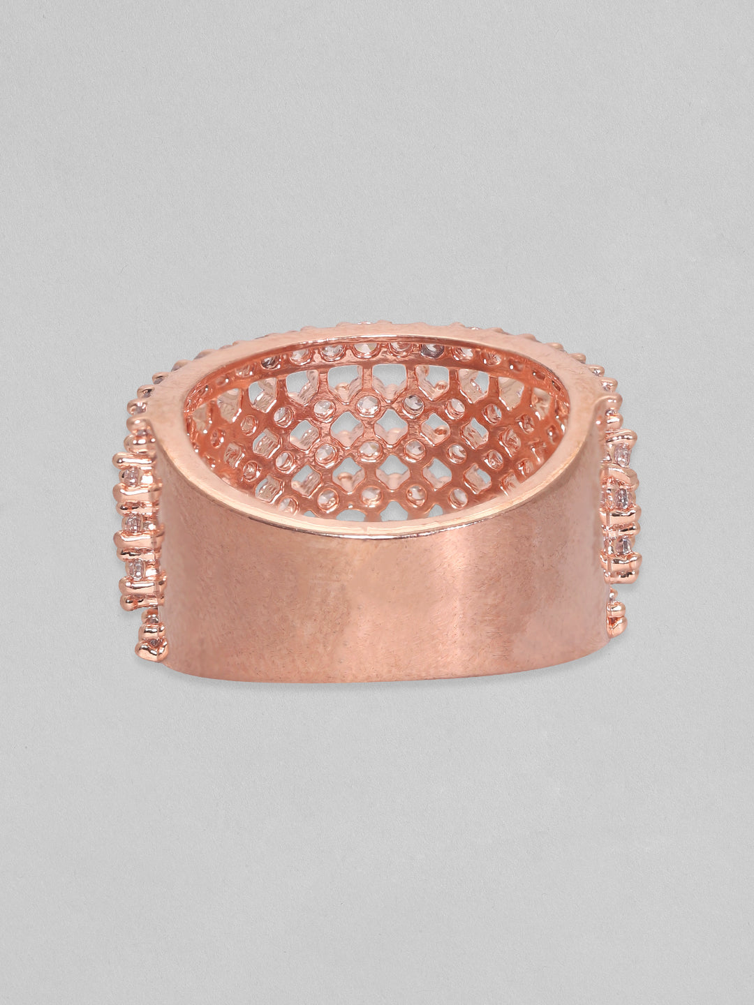 Rubans 18k Rose Gold-Plated CZ-Studded Finger Ring Rose Gold