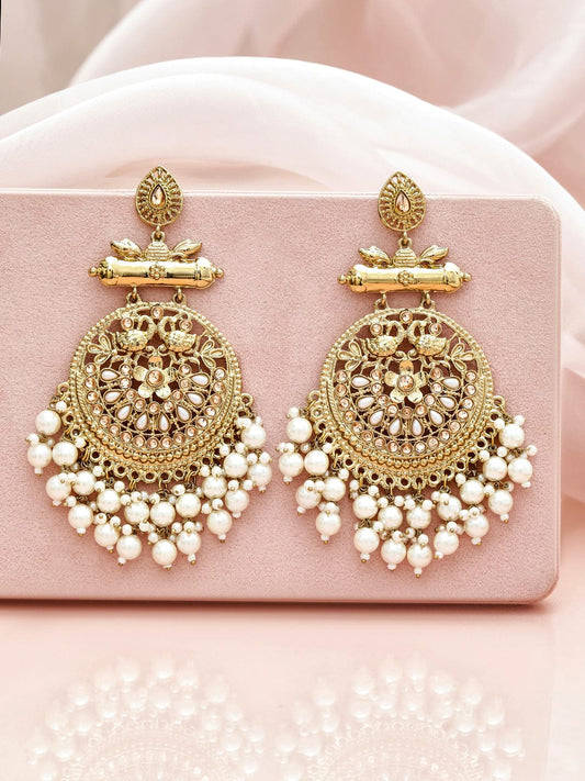 Champagne Glow Pearl Danglers フリーサイズ