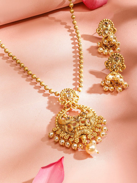 Enchanting Gold Plated Pendant Set Gold
