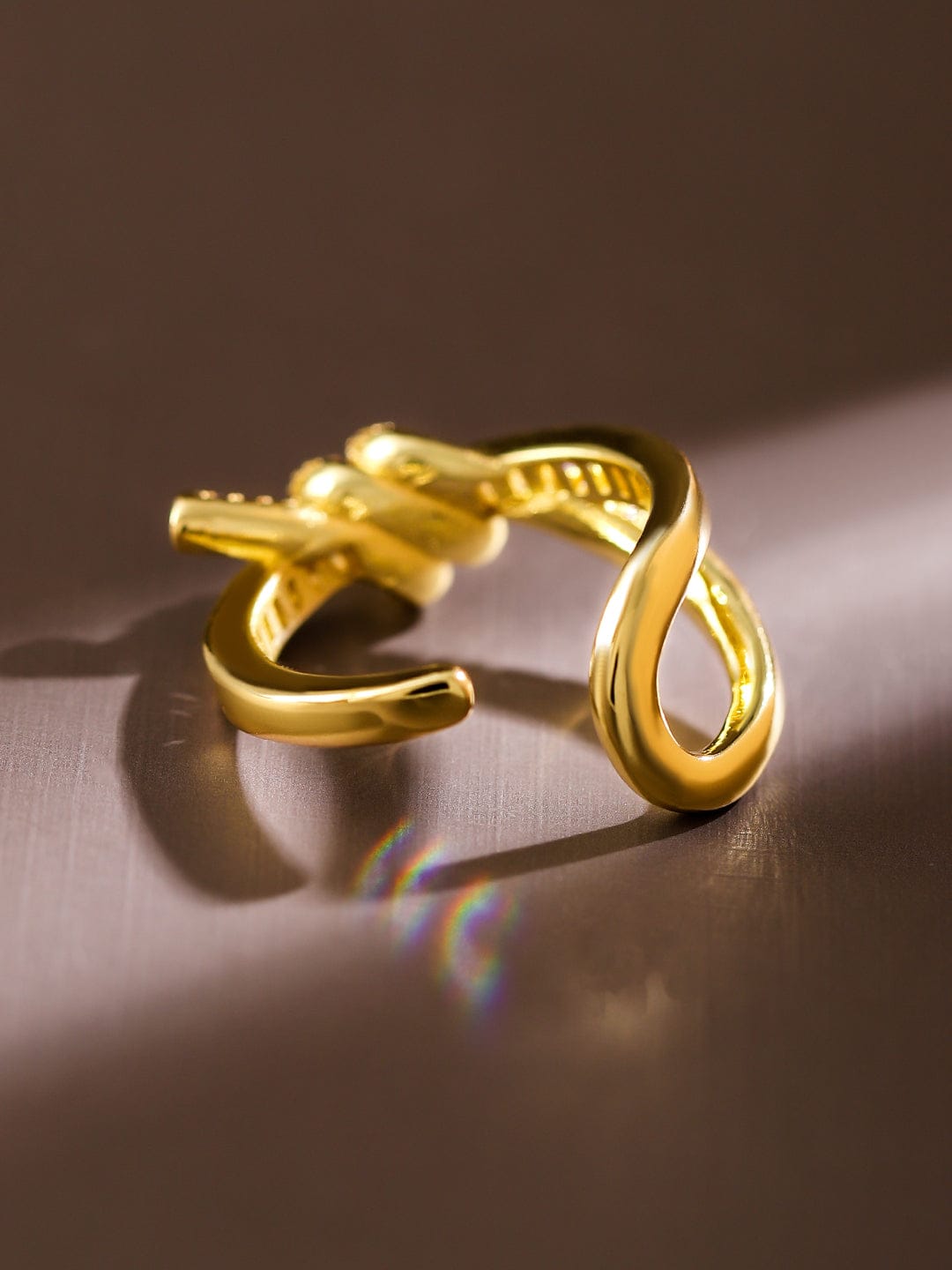 【Rubans】 American Diamond Zirconia Gold Knot Ring|アメリカンダイヤモンド ジルコニア ゴールド ノットリング|フリーサイズ