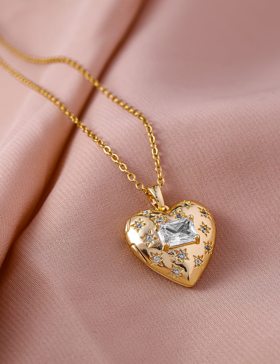 【Rubans】 Endearing American Diamond Zirconia Heart Pendant Chain Necklace|エンディアリング アメリカンダイヤモンド ジルコニア ハートペンダント チェーンネックレス