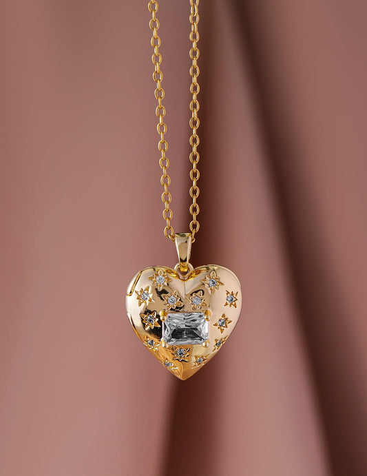 【Rubans】 Endearing American Diamond Zirconia Heart Pendant Chain Necklace|エンディアリング アメリカンダイヤモンド ジルコニア ハートペンダント チェーンネックレス