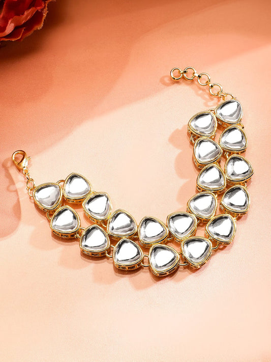 Moon Dance in Kundan Bracelet Gold::White