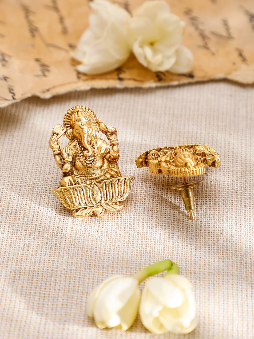 Lord Ganesha Divine Golden Necklace Set Gold