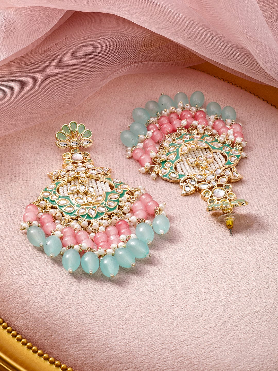 Graceful Color Play Kundan Dangler Gold