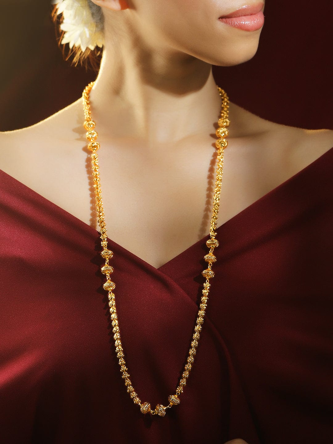 Radiant Golden Beads Necklace Chain Design 1