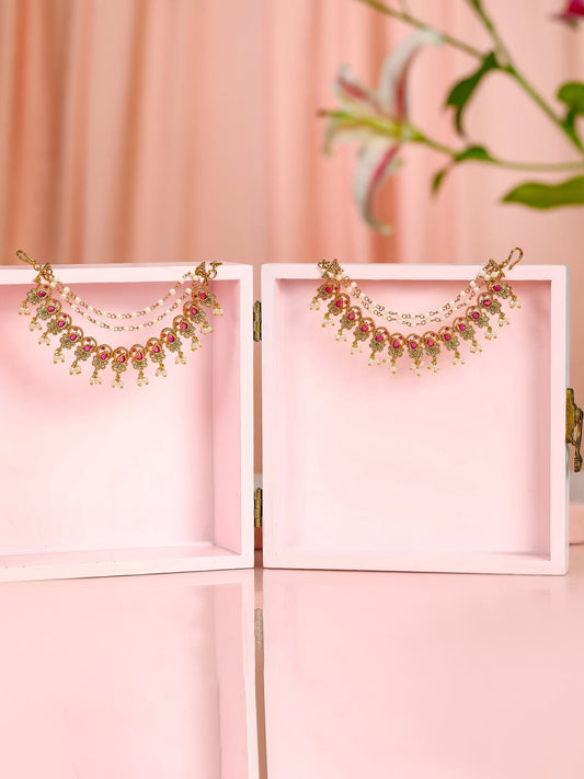Enchanting Pearls Red White Kaan Chain フリーサイズ