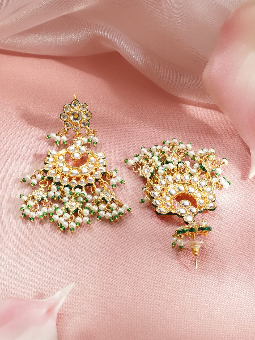 Royal Green Glow Kundan Necklace Set フリーサイズ