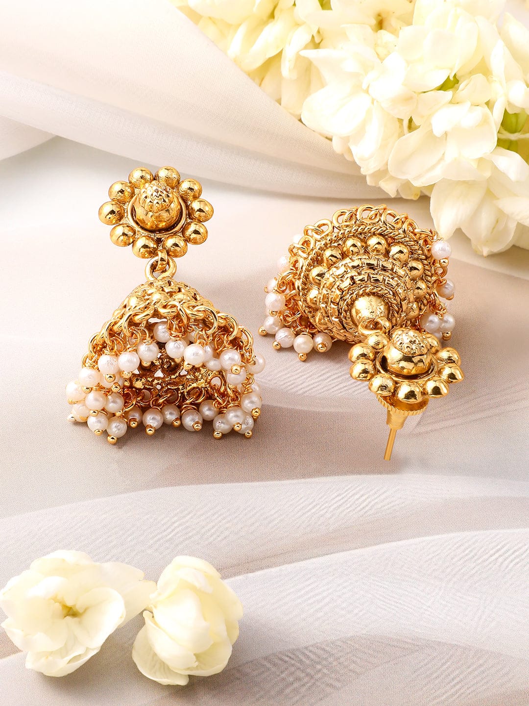 Gold Necklace Set With Pearl Work Gold