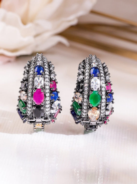 Stylish Fusion Multicolour Zirconia Hoops フリーサイズ