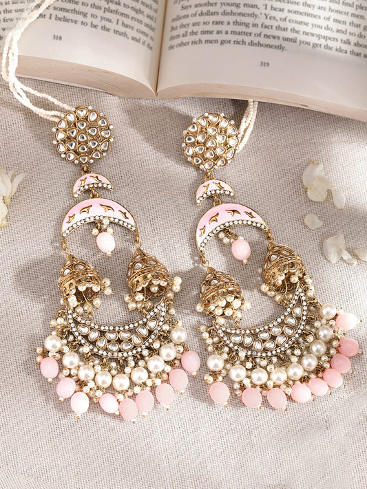 Rosy Glow Jhumka Chandbali Gold