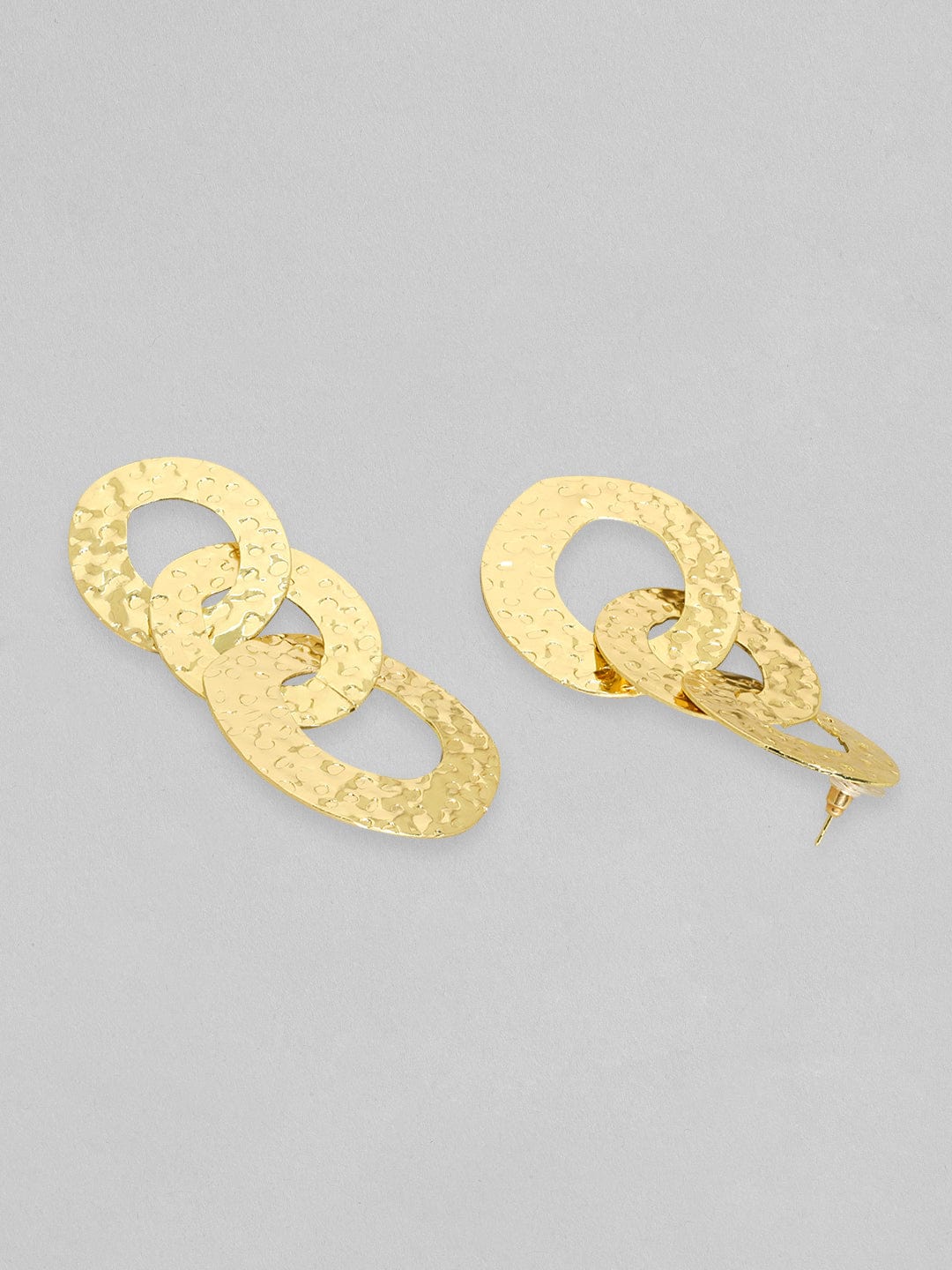 【Rubans】 Voguish Gold Toned Textured Cuban Link Dangle Earrings|ヴォーギッシュ ゴールドトーン テクスチャード キューバンリンク ダングルイヤリング
