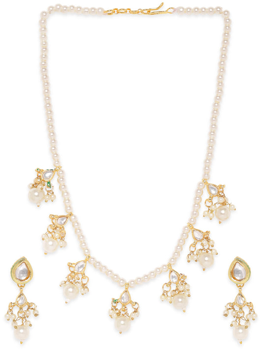 Chic Ivory Glow Pearl Necklace Set Gold
