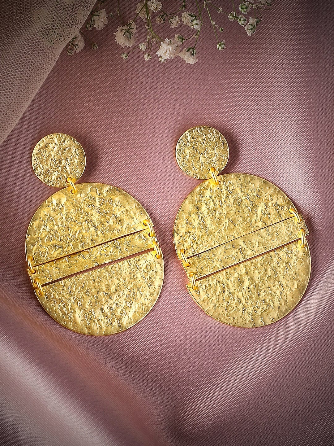 【Rubans】 Matt Gold Finish Circular Textured Earrings|マットゴールド サークル テクスチャー イヤリング