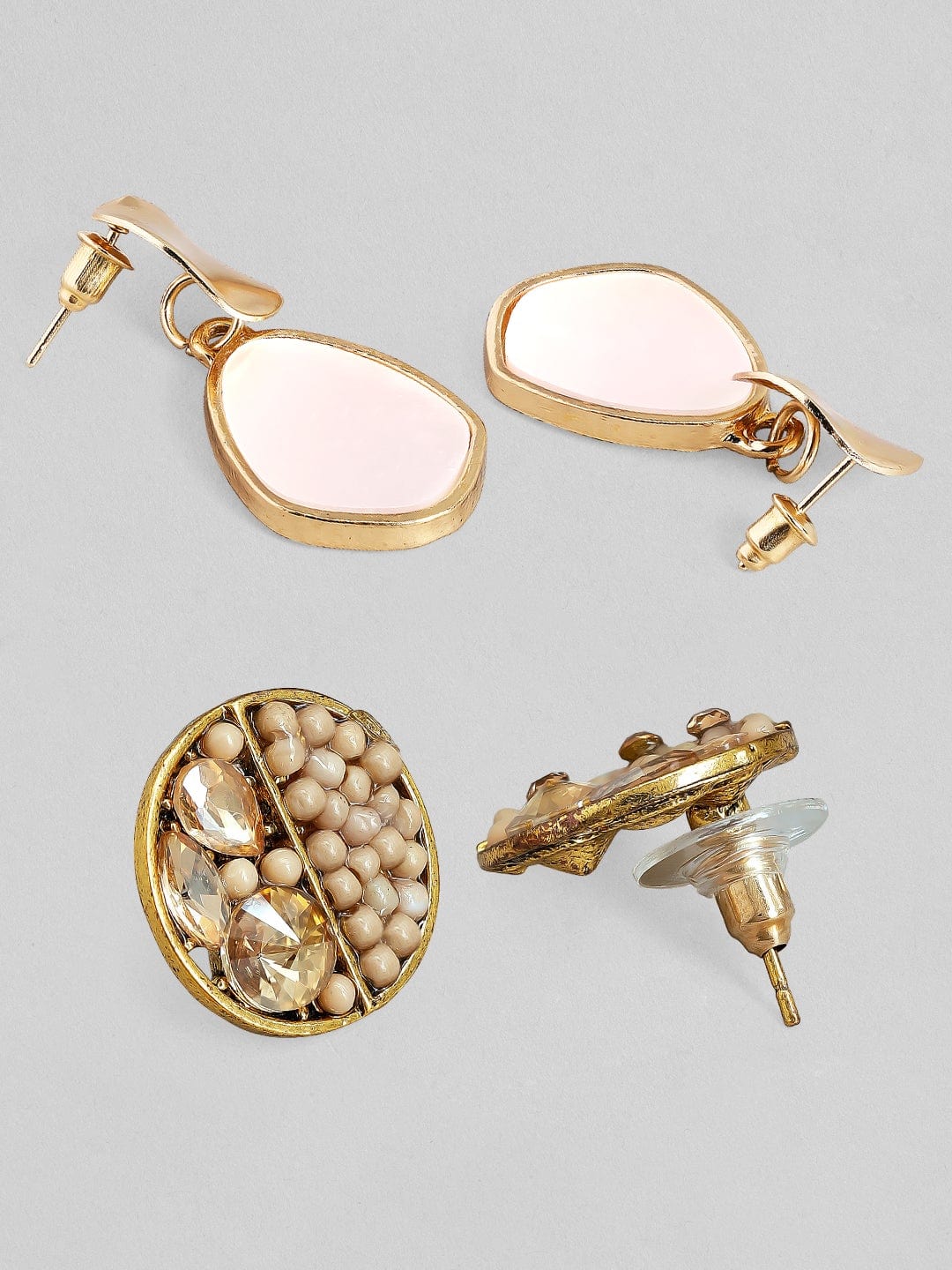 【Rubans】 Gold Toned Handcrafted Set of 2 Earrings|ゴールドトーン ハンドクラフト イヤリング 2組セット|Gold