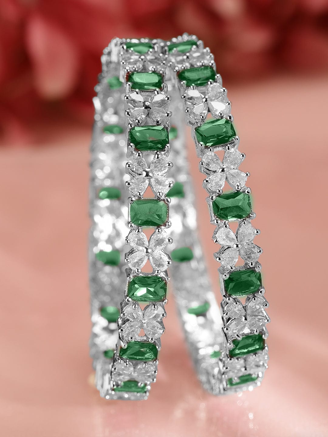 Royal Greens American Diamond Zirconia Bangles 2.4 - Small