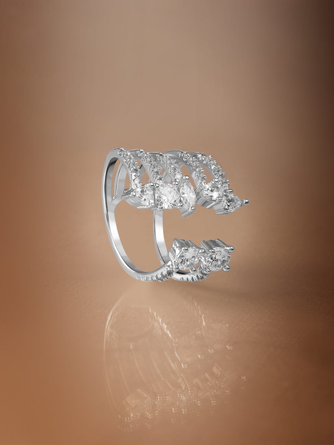 Adjustable American Diamond Zirconia Ring Silver