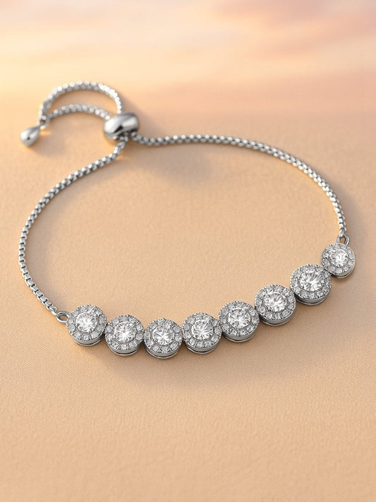 Evergreen Elegance American Diamond Zirconia Bracelet Silver
