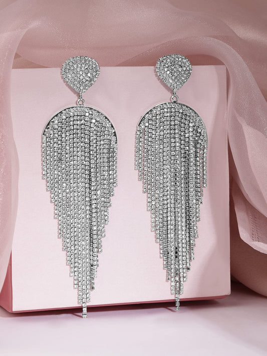 Runway Glam Crystal Multistrands Earrings Silver